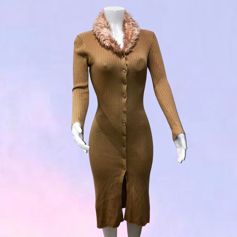 Vintage 90s y2k faux fur cardigan